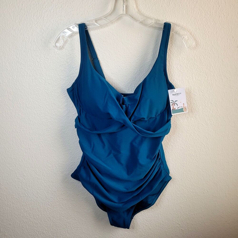 Womens S Underwire One Piece Swimsuit Tummy Control Ruched Bathing B2prity Green